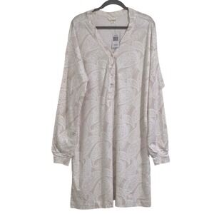 Vera Bradley Henley Night Dress Women Medium Pumice Stone Paisley Cotton New